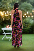 London Times Godiva Halter Neck Floral Jumpsuit in Herticool Blooms-Rompers & Jumpsuits-London Times-Deja Nu Boutique, Women's Fashion Boutique in Lampasas, Texas