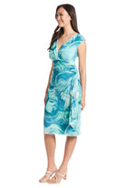 London Times Louella Marble Mesh Print Dress In Aqua Sage-Dresses-London Times-Deja Nu Boutique, Women's Fashion Boutique in Lampasas, Texas