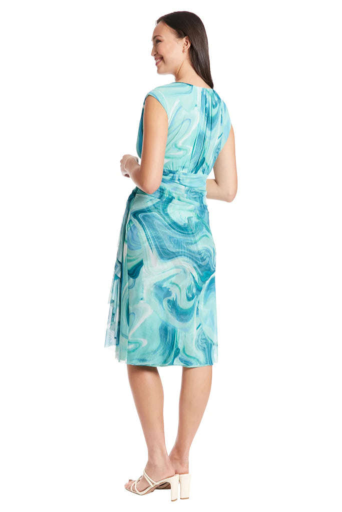 London Times Louella Marble Mesh Print Dress In Aqua Sage-Dresses-London Times-Deja Nu Boutique, Women's Fashion Boutique in Lampasas, Texas