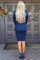 London Times Navy Cocktail Sparkle Faux Wrap Dress-Short Dresses-London Times-Deja Nu Boutique, Women's Fashion Boutique in Lampasas, Texas