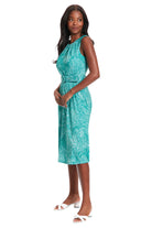 London Times Presley Matte Jersey Midi Dress In Green And Ivory-Midi Dresses-London Times-Deja Nu Boutique, Women's Fashion Boutique in Lampasas, Texas