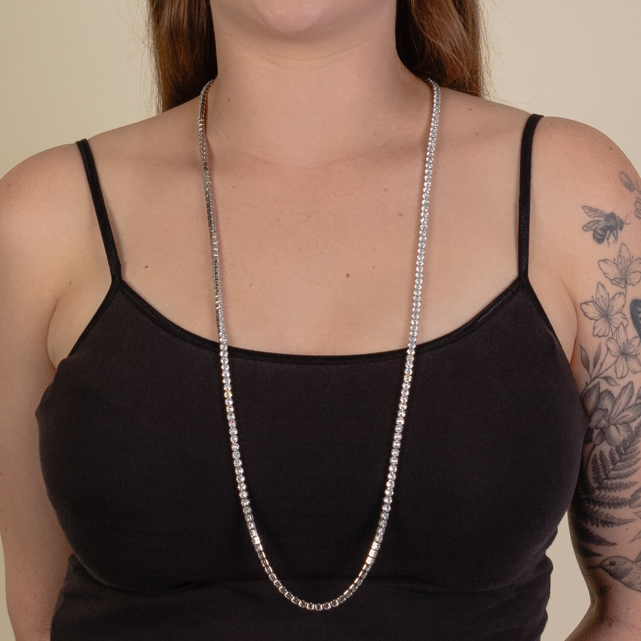 Long Crystal Strand Necklace In Silver & Gold-Necklaces-Deja Nu Tx-Deja Nu Boutique, Women's Fashion Boutique in Lampasas, Texas