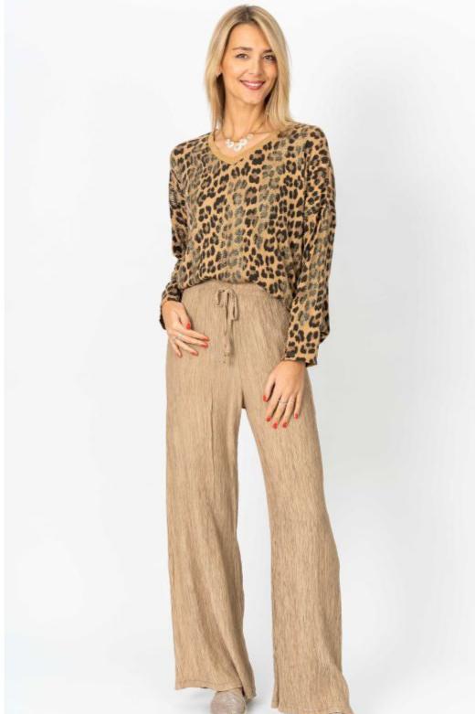 Look Mode Animal Print Glitter Sweater In Camel-Sweaters-Look Mode-Deja Nu Boutique, Women's Fashion Boutique in Lampasas, Texas