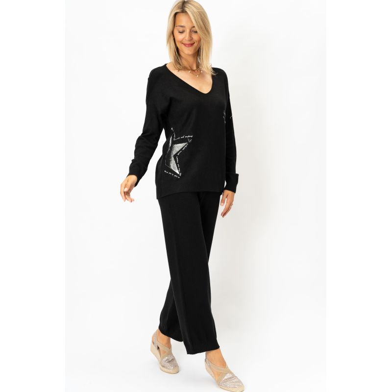 Look Mode Black Knit Cuff Pant-Joggers-Look Mode-Deja Nu Boutique, Women's Fashion Boutique in Lampasas, Texas