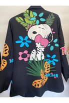 Look Mode Black Snoopy In Hawaii Printed Blazer-Blazers-Look Mode-Deja Nu Boutique, Women's Fashion Boutique in Lampasas, Texas