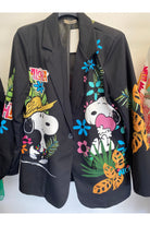 Look Mode Black Snoopy In Hawaii Printed Blazer-Blazers-Look Mode-Deja Nu Boutique, Women's Fashion Boutique in Lampasas, Texas