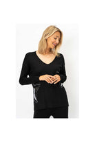 Look Mode Black Sweater With Silver Sequin Stars-Graphic Sweaters-Look Mode-Deja Nu Boutique, Women's Fashion Boutique in Lampasas, Texas