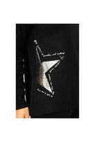 Look Mode Black Sweater With Silver Sequin Stars-Graphic Sweaters-Look Mode-Deja Nu Boutique, Women's Fashion Boutique in Lampasas, Texas