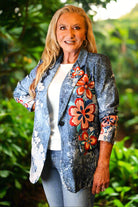 Look Mode Denim Flower Jacket-Blazers-Look Mode-Deja Nu Boutique, Women's Fashion Boutique in Lampasas, Texas