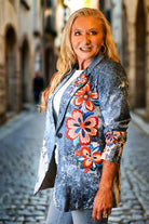 Look Mode Denim Flower Jacket-Blazers-Look Mode-Deja Nu Boutique, Women's Fashion Boutique in Lampasas, Texas