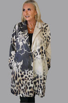 Look Mode Faux Suede Leopard And Flower Print Long Jacket-Jackets-Look Mode-Deja Nu Boutique, Women's Fashion Boutique in Lampasas, Texas