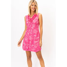 Look Mode Floral Linen Ruffle V- Neck Short Dress In Fuchsia-Dresses-Look Mode-Deja Nu Boutique, Women's Fashion Boutique in Lampasas, Texas