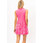 Look Mode Floral Linen Ruffle V- Neck Short Dress In Fuchsia-Dresses-Look Mode-Deja Nu Boutique, Women's Fashion Boutique in Lampasas, Texas