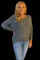 Look Mode Fluffy Grey Knit Sweater-Sweaters-Look Mode-Deja Nu Boutique, Women's Fashion Boutique in Lampasas, Texas