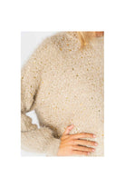 Look Mode Fluffy Sweater With Shimmer On Front In Taupe-Sweaters-Look Mode-Deja Nu Boutique, Women's Fashion Boutique in Lampasas, Texas