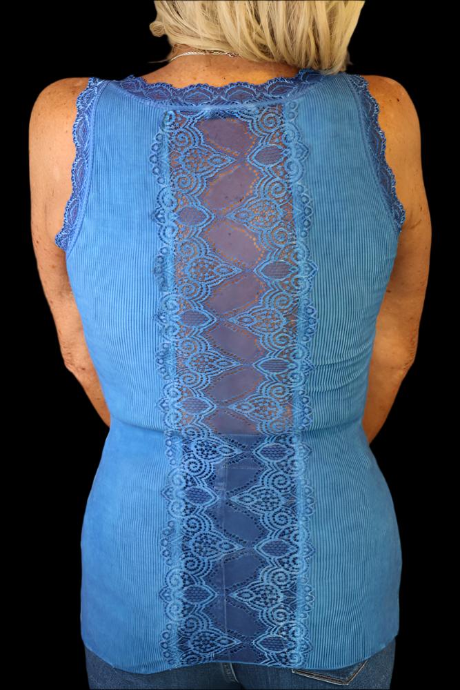 Look Mode Lace Back Tank Top In Royal Blue-Camis/Tanks-Look Mode-Deja Nu Boutique, Women's Fashion Boutique in Lampasas, Texas