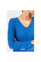 Look Mode Oversized Ribbed Top In Royal Blue-Sweaters-Look Mode-Deja Nu Boutique, Women's Fashion Boutique in Lampasas, Texas