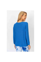 Look Mode Oversized Ribbed Top In Royal Blue-Sweaters-Look Mode-Deja Nu Boutique, Women's Fashion Boutique in Lampasas, Texas