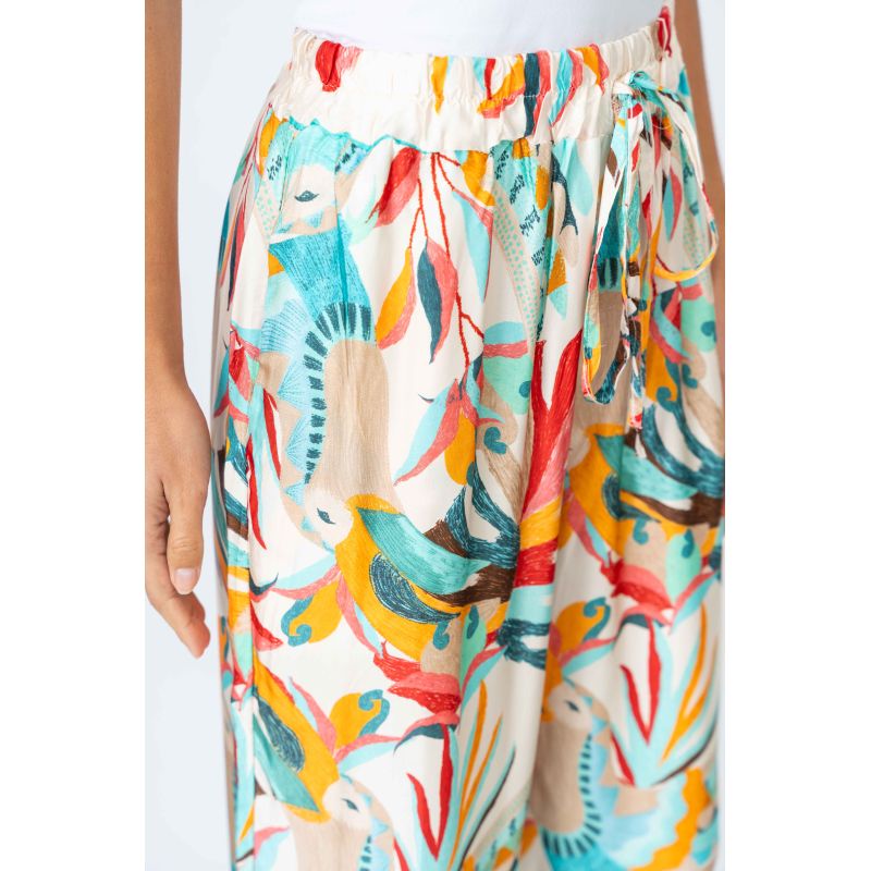 Look Mode Red Toucan Print Wide Leg Pants - Made in Italy-Pants-Look Mode-Deja Nu Boutique, Women's Fashion Boutique in Lampasas, Texas