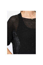 Look Mode Shimmer Thread Sweater With Sequin Details In Black-Sweaters-Look Mode-Deja Nu Boutique, Women's Fashion Boutique in Lampasas, Texas