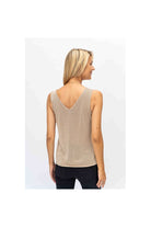 Look Mode Shimmer V-Neck Wide Strap Tank In Light Camel-Camis/Tanks-Look Mode-Deja Nu Boutique, Women's Fashion Boutique in Lampasas, Texas