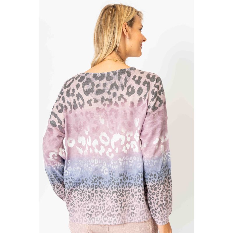Look Mode Shimmer V Neck Cheetah Print Sweater In Old Pink-Sweaters-Look Mode-Deja Nu Boutique, Women's Fashion Boutique in Lampasas, Texas