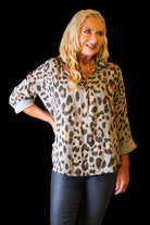 Look Mode Taupe Cheetah Print High Low Pullover Top-Tops-Look Mode-Deja Nu Boutique, Women's Fashion Boutique in Lampasas, Texas