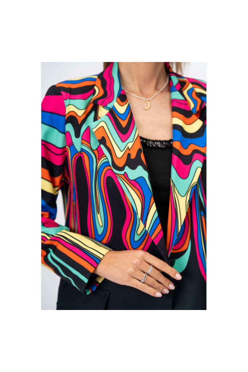 Look Mode Zig Zag Printed Blazer-Blazers-Look Mode-Deja Nu Boutique, Women's Fashion Boutique in Lampasas, Texas