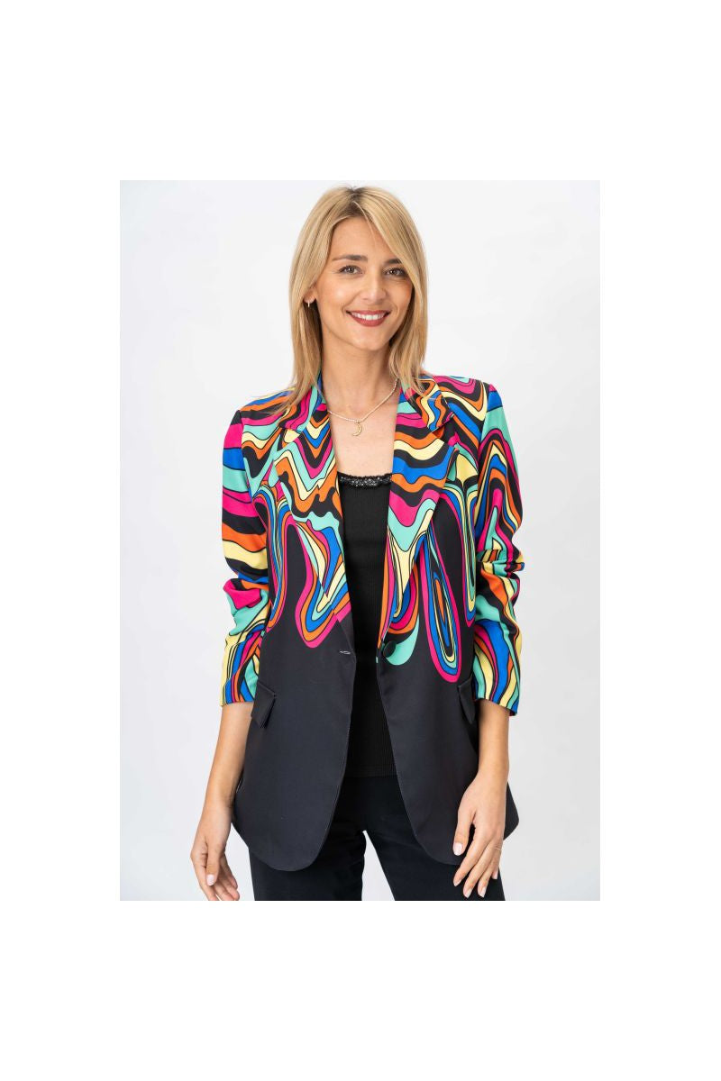 Look Mode Zig Zag Printed Blazer-Blazers-Look Mode-Deja Nu Boutique, Women's Fashion Boutique in Lampasas, Texas