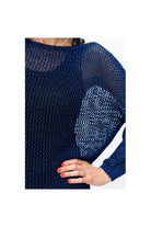 Look Mode's Open Knit Shimmer Sweater in Royal Blue-Sweaters-Look Mode-Deja Nu Boutique, Women's Fashion Boutique in Lampasas, Texas