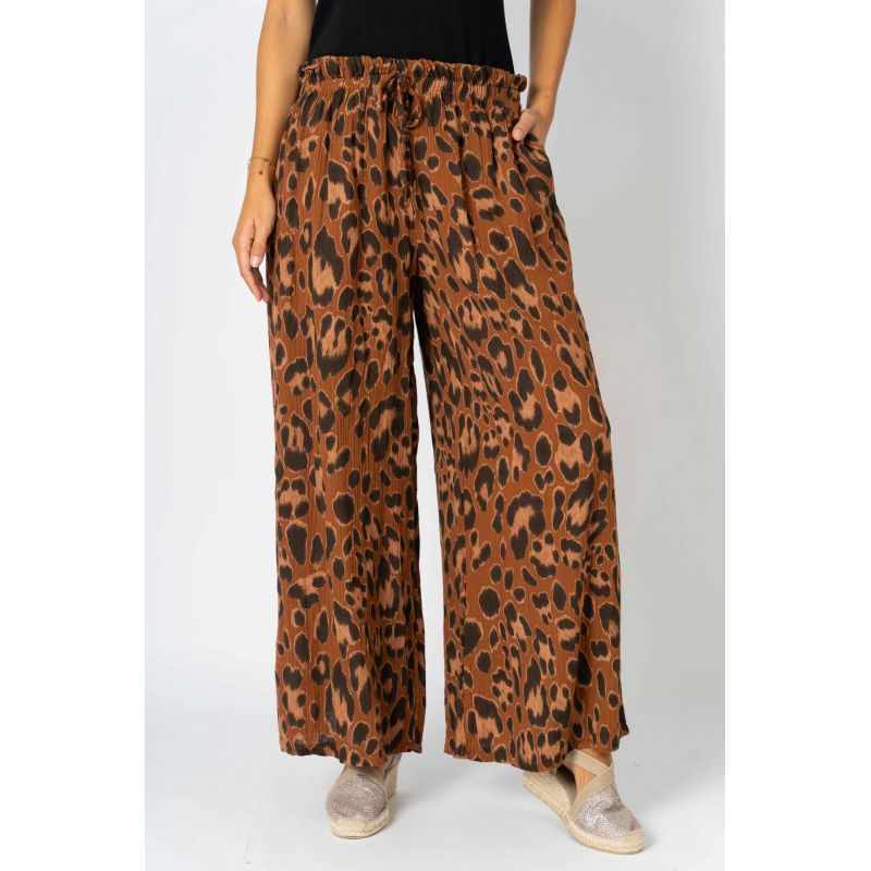 Look Mode Cheetah Print Wide Leg Pants In Rust-Bottoms-Look Mode-Deja Nu Boutique, Women's Fashion Boutique in Lampasas, Texas