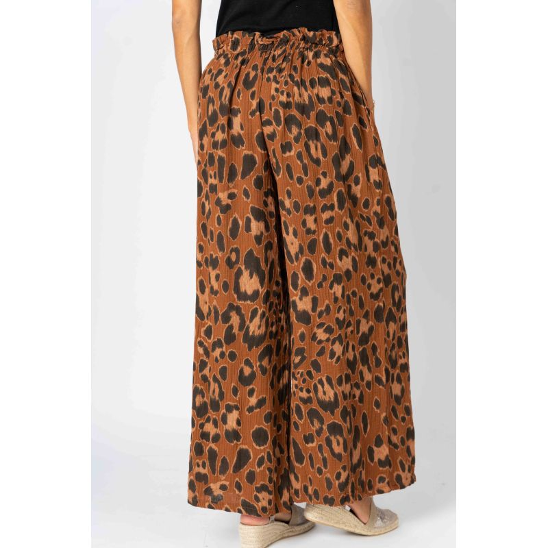 Look Mode Cheetah Print Wide Leg Pants In Rust-Bottoms-Look Mode-Deja Nu Boutique, Women's Fashion Boutique in Lampasas, Texas