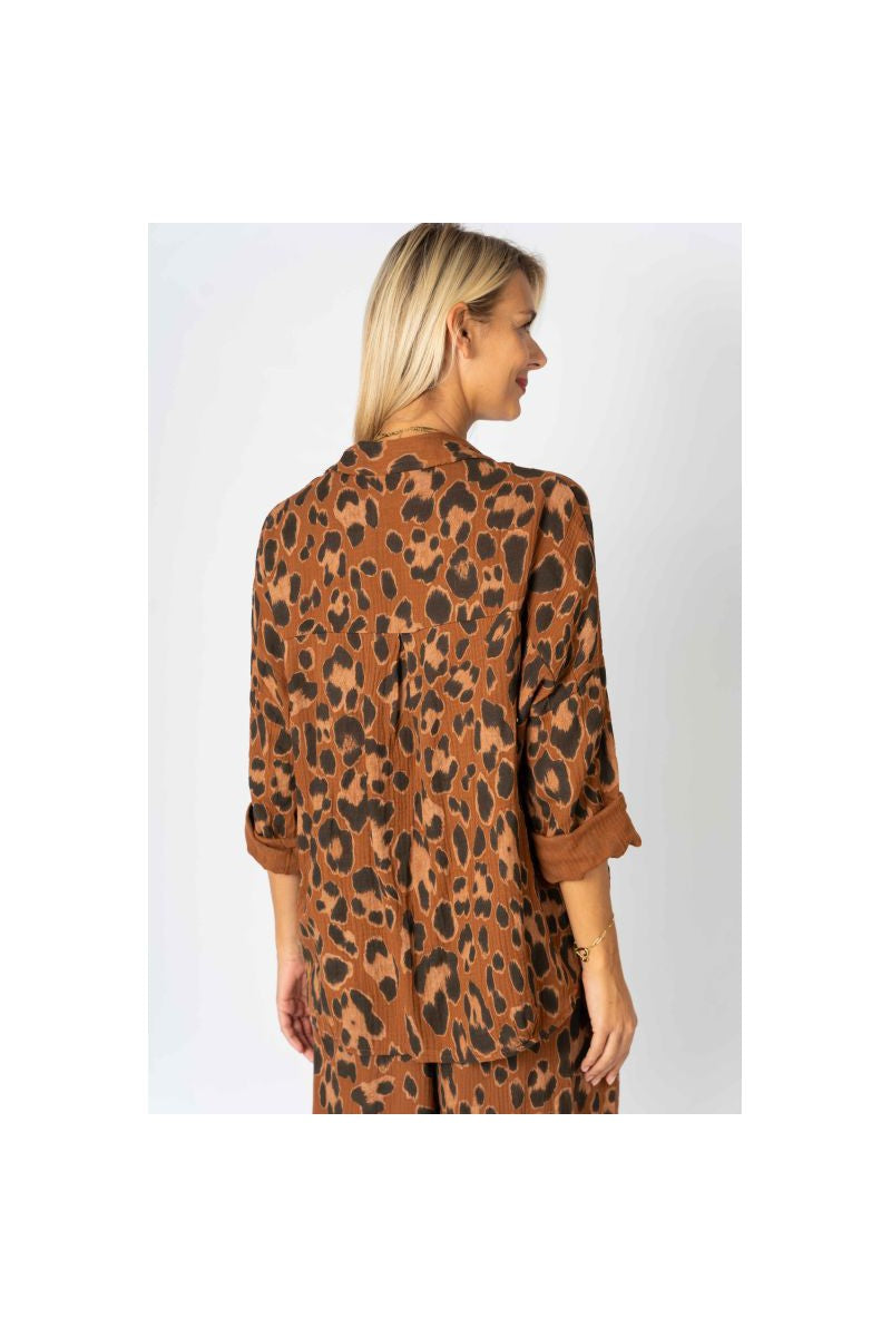 Look Mode Rust Cheetah Print High Low Pullover Top-Tops-Look Mode-Deja Nu Boutique, Women's Fashion Boutique in Lampasas, Texas