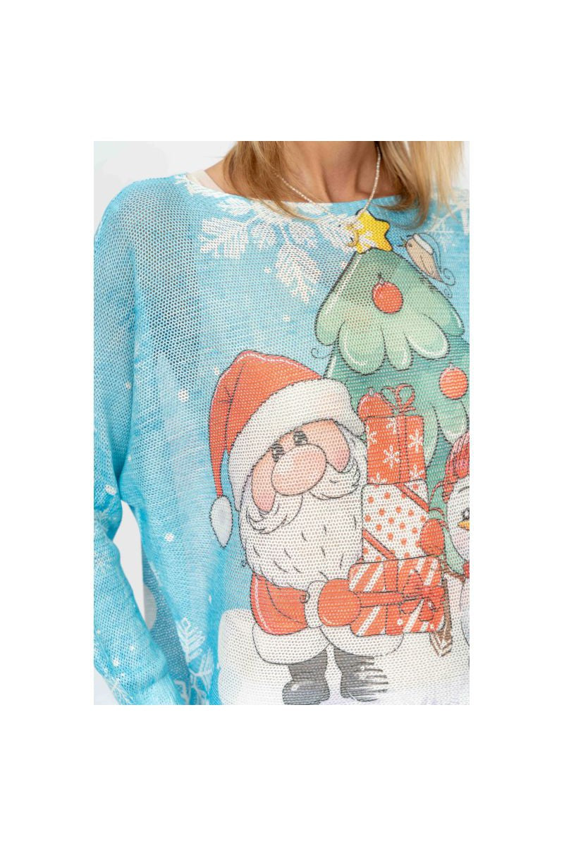 Look Mode Santa Claus And Frosty The Snowman Batwing Sweater-Sweaters-Look Mode-Deja Nu Boutique, Women's Fashion Boutique in Lampasas, Texas