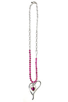 Lost And Found Asymmetric Side Heart Necklace With Hot Pink Crystal Center-Necklaces-Lost And Found-Deja Nu Boutique, Women's Fashion Boutique in Lampasas, Texas