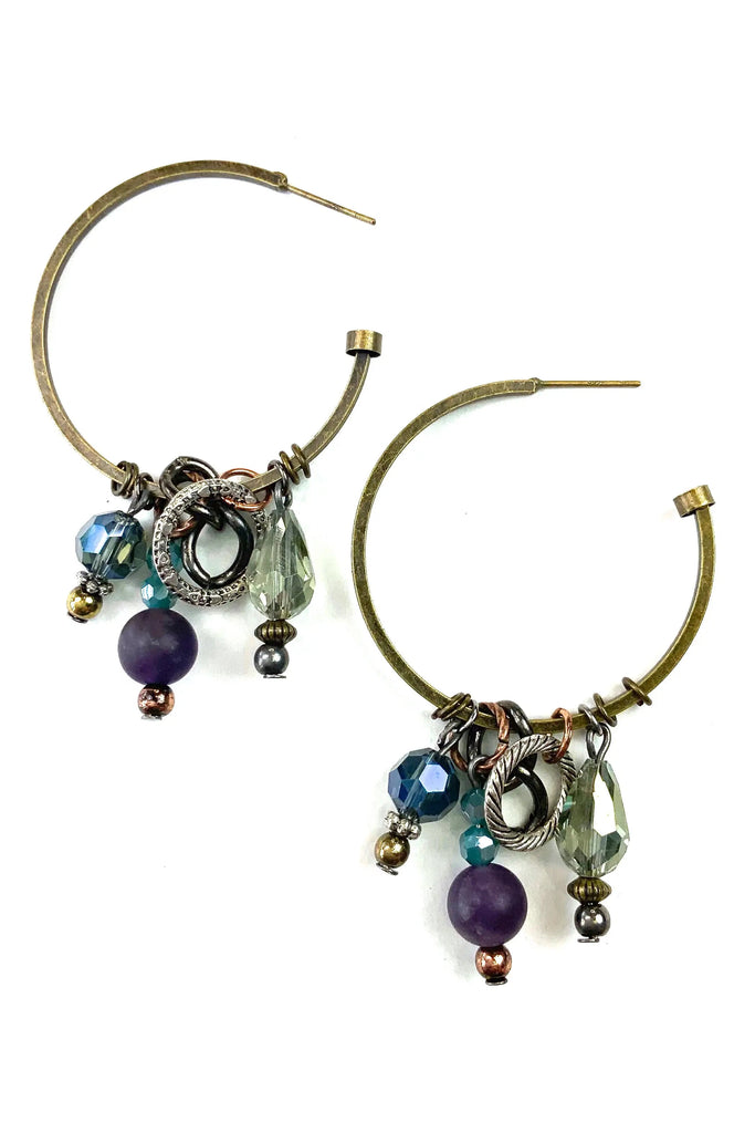Lost And Found Aurora Collection Beaded Hoop Earring With Dangles-Earrings-Lost And Found-Deja Nu Boutique, Women's Fashion Boutique in Lampasas, Texas