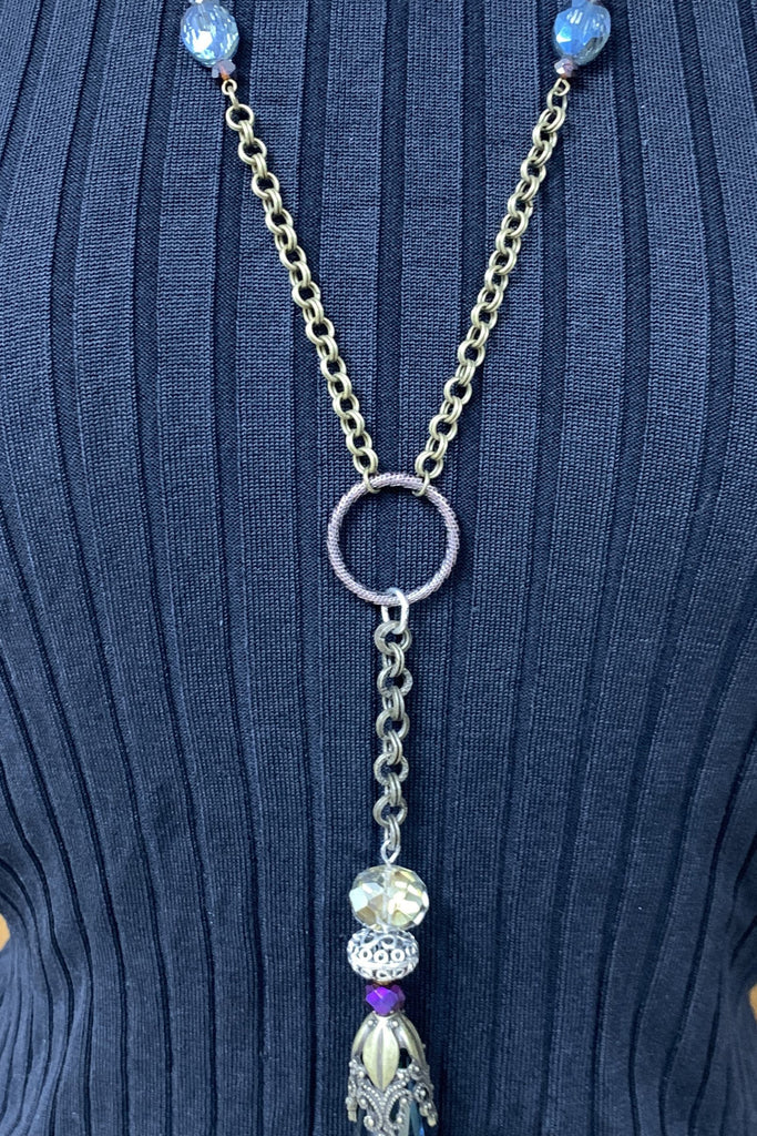 Lost And Found Aurora Collection Bronze Chain With Circle Drop Pendant-Necklaces-Lost And Found-Deja Nu Boutique, Women's Fashion Boutique in Lampasas, Texas