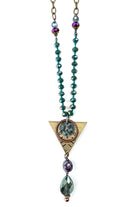 Lost And Found Aurora Collection Chain And Beaded Necklace With Triangle Ring Drop Charm-Necklaces-Lost And Found-Deja Nu Boutique, Women's Fashion Boutique in Lampasas, Texas