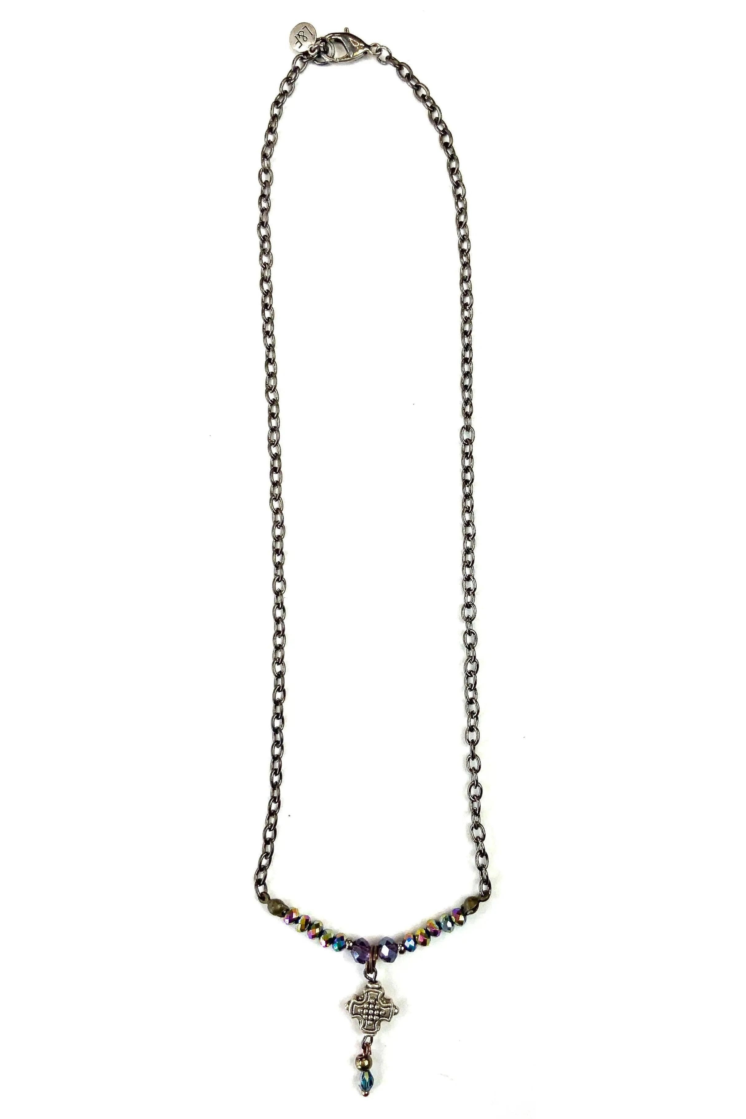 Lost And Found Aurora Collection Short Simple Chain With Beaded Arch And Cross-Necklaces-Lost And Found-Deja Nu Boutique, Women's Fashion Boutique in Lampasas, Texas