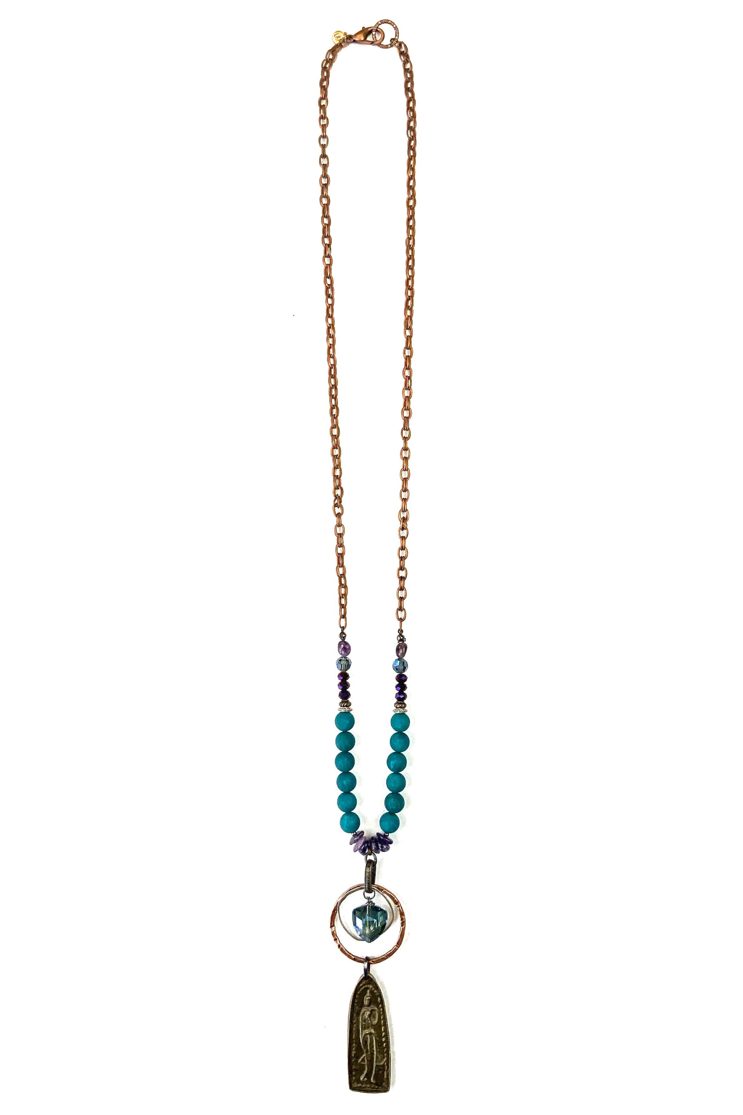 Lost And Found Beaded Chain Necklace With Mala Pendant-Necklaces-Lost And Found-Deja Nu Boutique, Women's Fashion Boutique in Lampasas, Texas