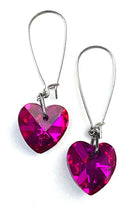 Lost And Found Fuchsia Faceted Glass Heart Dangle Earring-Earrings-Lost And Found-Deja Nu Boutique, Women's Fashion Boutique in Lampasas, Texas