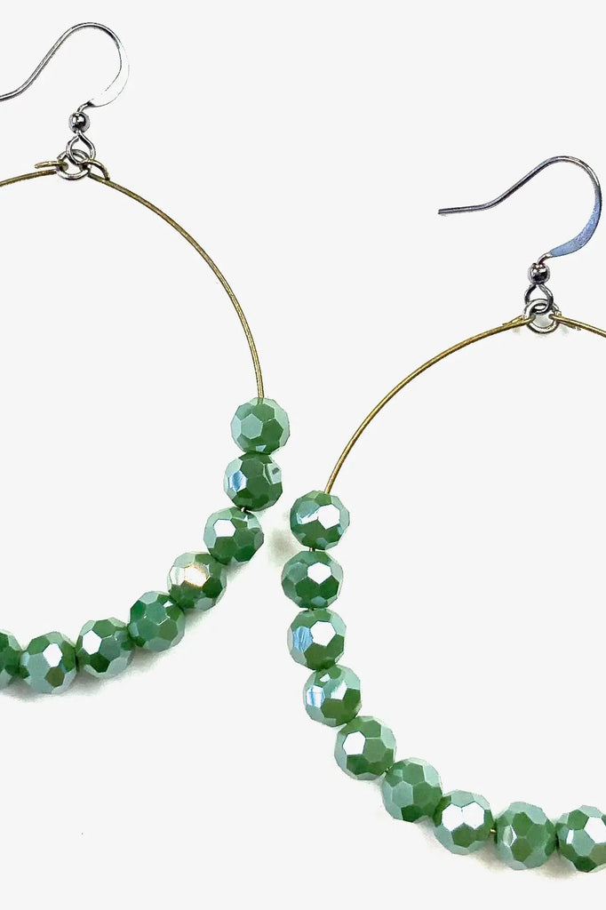 Lost And Found Green Simple Beaded Hoop Earring-Earrings-Lost And Found-Deja Nu Boutique, Women's Fashion Boutique in Lampasas, Texas