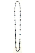 Lost And Found Long Rosaries Symmetrical Beaded Pewter And Blue Crystal Necklace-Necklaces-Lost And Found-Deja Nu Boutique, Women's Fashion Boutique in Lampasas, Texas