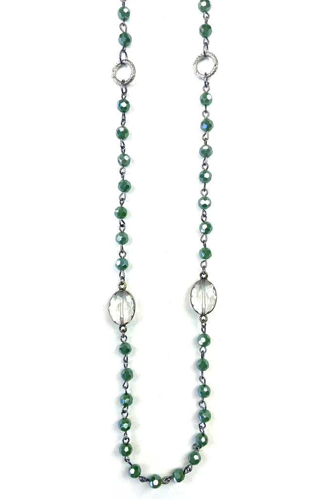 Lost And Found Long Thin Rosaries Necklace In Green Quartz-Necklaces-Lost And Found-Deja Nu Boutique, Women's Fashion Boutique in Lampasas, Texas