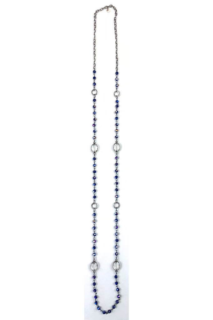 Lost And Found Long Thin Rosaries Necklace In Navy-Necklaces-Lost And Found-Deja Nu Boutique, Women's Fashion Boutique in Lampasas, Texas