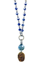Lost And Found Short Navy Rosaries Dangle Gold Disc And Crystal Charm-Necklaces-Lost And Found-Deja Nu Boutique, Women's Fashion Boutique in Lampasas, Texas