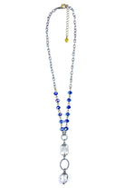 Lost And Found Short Rosaries Beaded Chain Necklace With Edged Glass In Navy-Necklaces-Lost And Found-Deja Nu Boutique, Women's Fashion Boutique in Lampasas, Texas