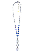 Lost And Found Short Rosaries Beaded Chain Necklace With Edged Glass In Navy-Necklaces-Lost And Found-Deja Nu Boutique, Women's Fashion Boutique in Lampasas, Texas