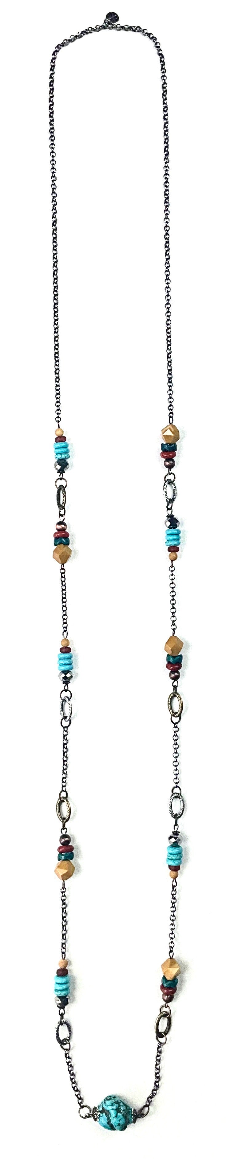 Lost & Found Trading Sedona Country Long Beaded Station Chain Necklace-Necklace-Lost And Found-Deja Nu Boutique, Women's Fashion Boutique in Lampasas, Texas