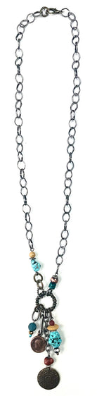 Lost & Found Trading Sedona Country Mixed Dangle Coin Charm Necklace-Necklace-Lost And Found-Deja Nu Boutique, Women's Fashion Boutique in Lampasas, Texas